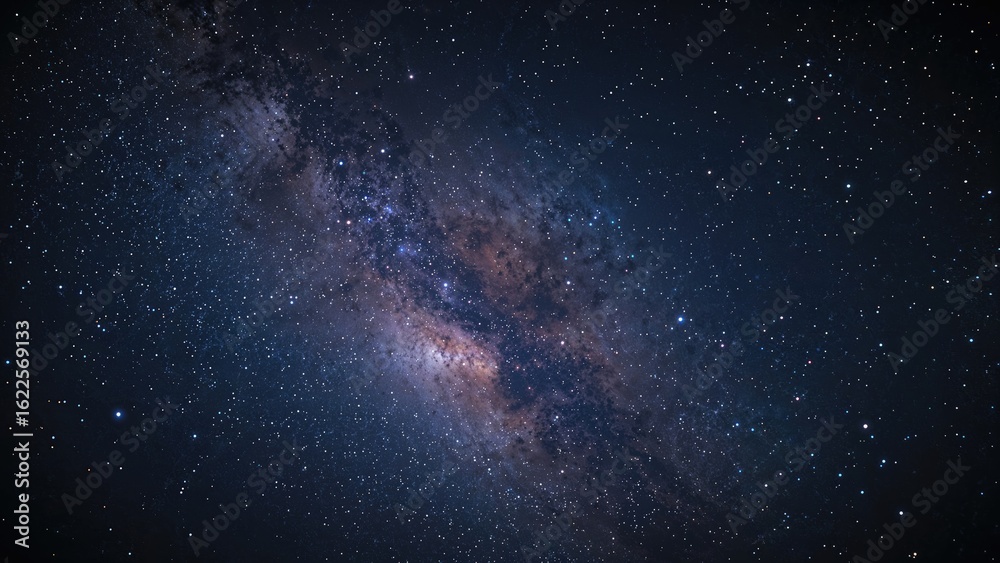 Fototapeta premium Nebula visible through clouds in the night sky