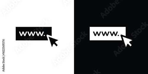 Url icon silhouette collection in black and white flat solid versions for graphic designs