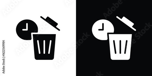 Time waste icon silhouette collection in black and white flat solid versions for graphic designs
