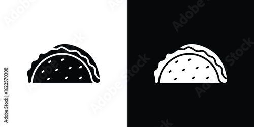 Taco icon silhouette collection in black and white flat solid versions for graphic designs