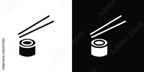 Sushi icon silhouette collection in black and white flat solid versions for graphic designs