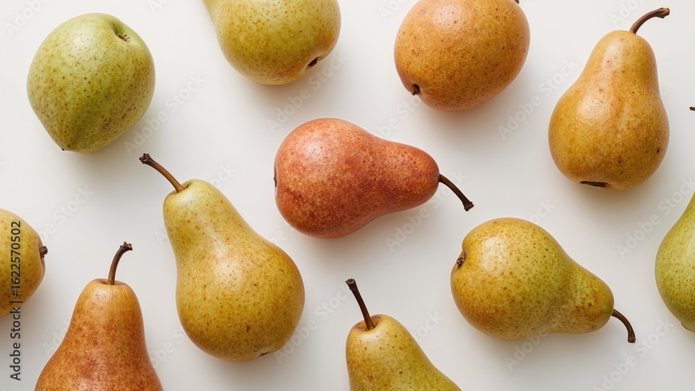 Fresh pears isolated on a plain white surface, healthy and natural fruit Fresh pears isolated on a plain white surface, healthy and natural fruit