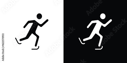 Skating icon silhouette collection in black and white flat solid versions for graphic designs