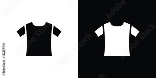 Shirt icon silhouette collection in black and white flat solid versions for graphic designs