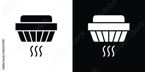 Sensor smoke icon silhouette collection in black and white flat solid versions for graphic designs