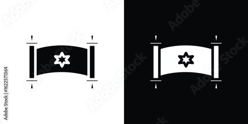 Scroll Torah icon silhouette collection in black and white flat solid versions for graphic designs
