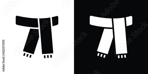 Scarf icon silhouette collection in black and white flat solid versions for graphic designs
