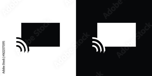 Screencast icon silhouette collection in black and white flat solid versions for graphic designs