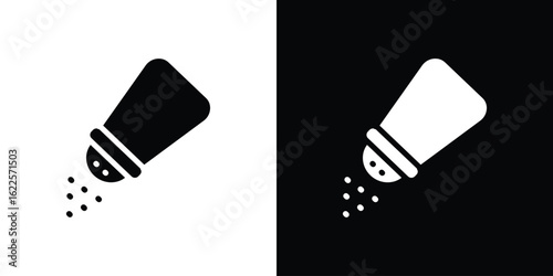 Salt shaker icon silhouette collection in black and white flat solid versions for graphic designs