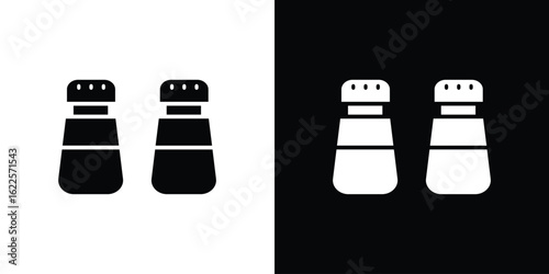 Salt pepper icon silhouette collection in black and white flat solid versions for graphic designs