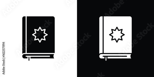 Quran book icon silhouette collection in black and white flat solid versions for graphic designs