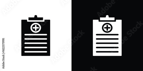Prescription icon silhouette collection in black and white flat solid versions for graphic designs