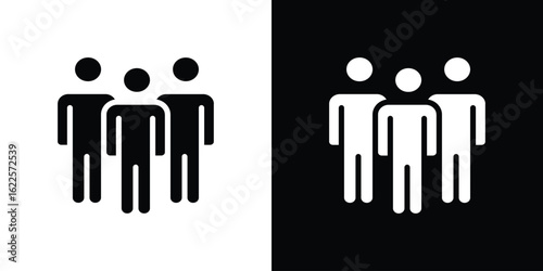 people icon silhouette collection in black and white flat solid versions for graphic designs