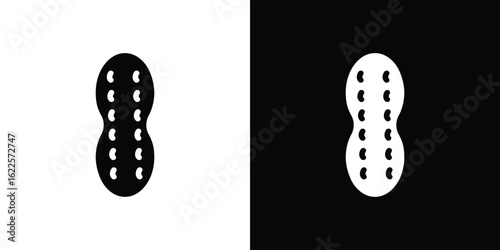 Peanut icon silhouette collection in black and white flat solid versions for graphic designs