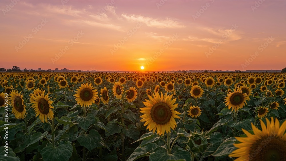 Obraz premium Golden Sunflowers in the Sunset Glow