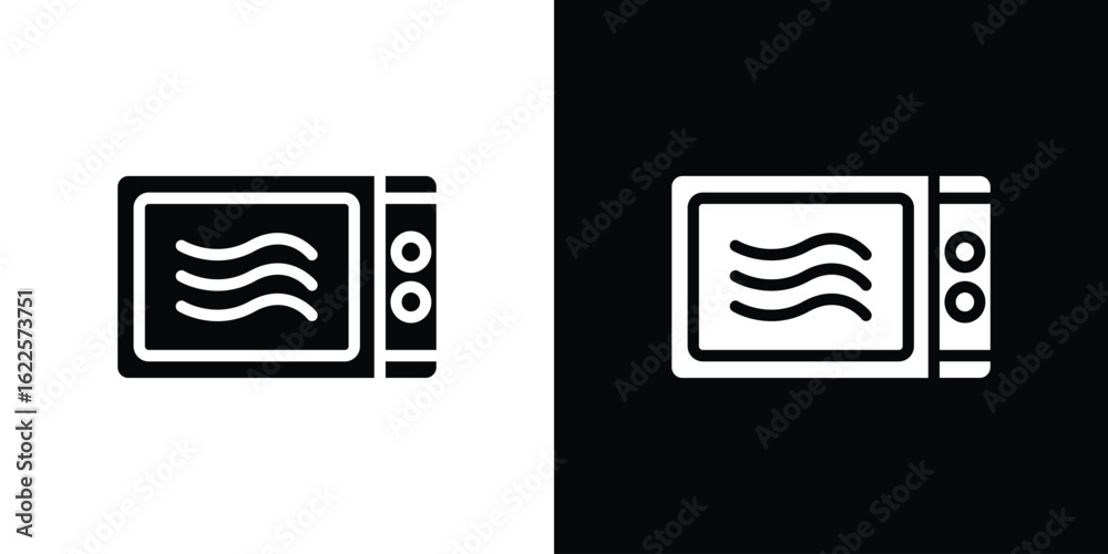 Obraz premium Microwave icon silhouette collection in black and white flat solid versions for graphic designs