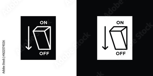 Light switch off icon silhouette collection in black and white flat solid versions for graphic designs