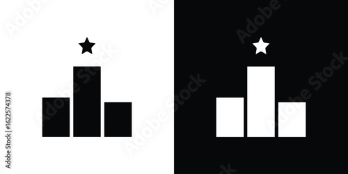 Leaderboard icon silhouette collection in black and white flat solid versions for graphic designs