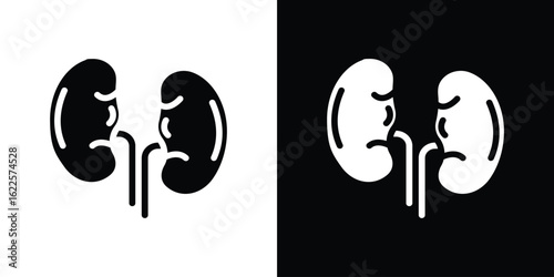 Kidneys icon silhouette collection in black and white flat solid versions for graphic designs