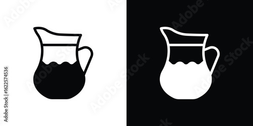 Jug icon silhouette collection in black and white flat solid versions for graphic designs