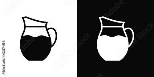 Jug icon silhouette collection in black and white flat solid versions for graphic designs