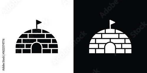 Igloo icon silhouette collection in black and white flat solid versions for graphic designs