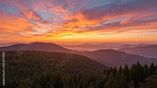 Sundown vista in the woods