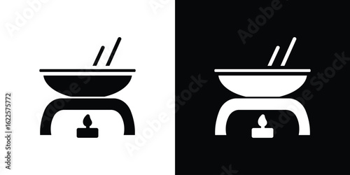 Fondue pot icon silhouette collection in black and white flat solid versions for graphic designs