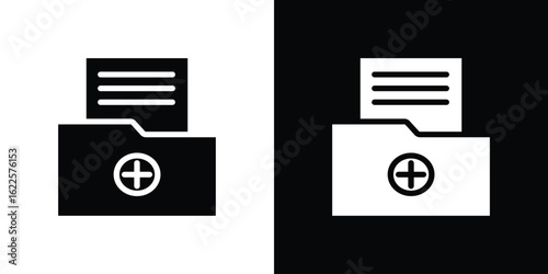 File medical icon silhouette collection in black and white flat solid versions for graphic designs