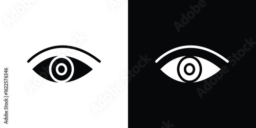 Eyes icon silhouette collection in black and white flat solid versions for graphic designs