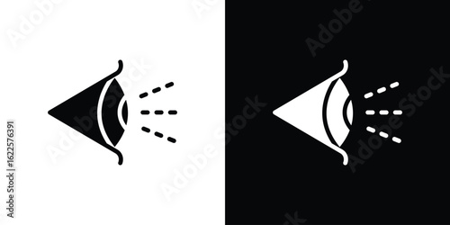Eye side icon silhouette collection in black and white flat solid versions for graphic designs