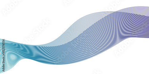 Dynamic minimal smoke blue sound line. Abstract glowing white blend line smooth flow soundwave curve energy gradient vector futuristic digital outline line science design