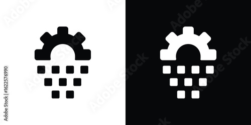 Digital transformation icon silhouette collection in black and white flat solid versions for graphic designs