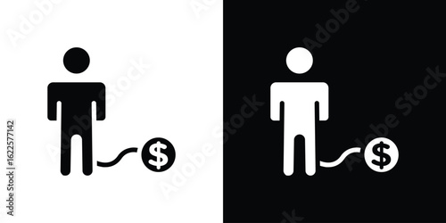 Debt icon silhouette collection in black and white flat solid versions for graphic designs