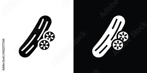 Cucumber icon silhouette collection in black and white flat solid versions for graphic designs