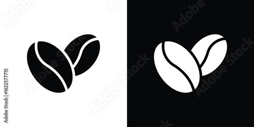 Coffee beans icon silhouette collection in black and white flat solid versions for graphic designs