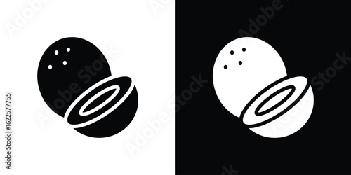 Coconut icon silhouette collection in black and white flat solid versions for graphic designs