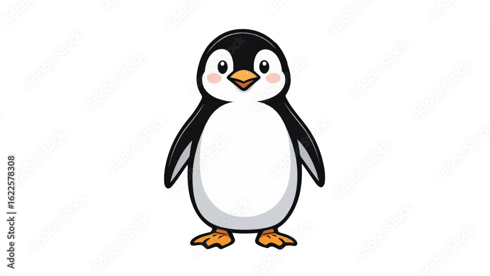 Fototapeta premium Cute penguin cartoon vector, simple winter animal mascot illustration