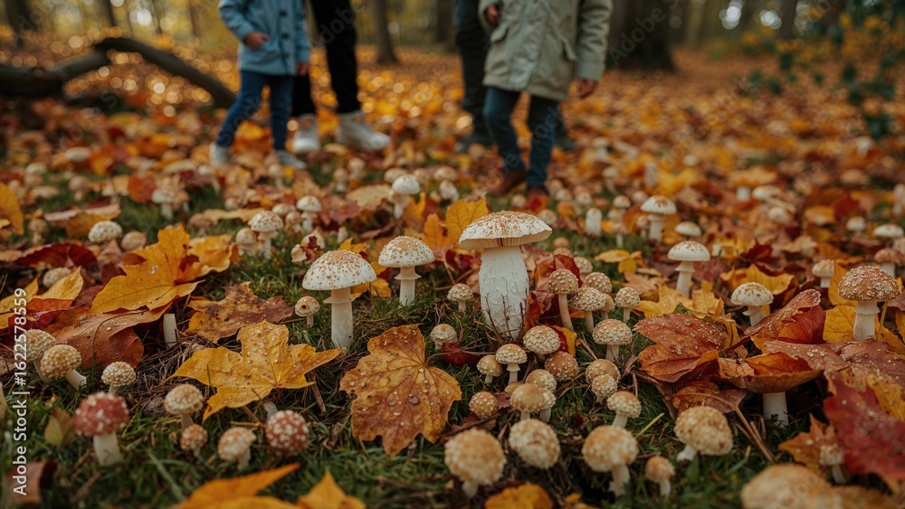 Obraz premium Tiny toadstools and mushrooms