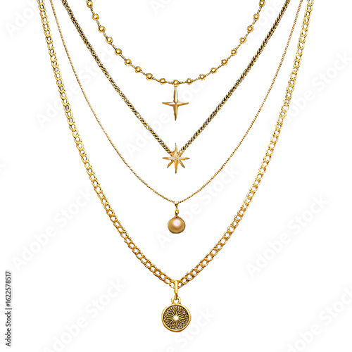 Wallpaper Mural Elegant layered gold necklaces with pearl and star pendants Torontodigital.ca