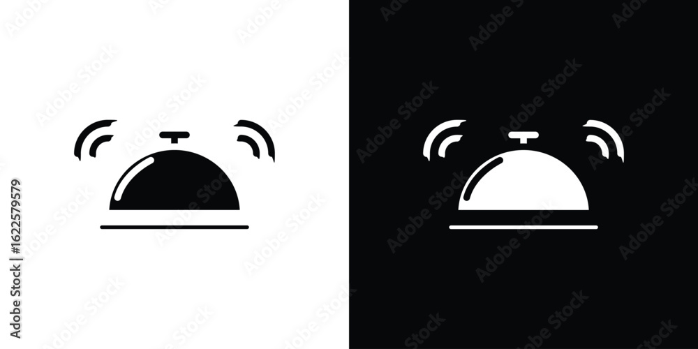 Fototapeta premium Bell concierge icon silhouette collection in black and white flat solid versions for graphic designs