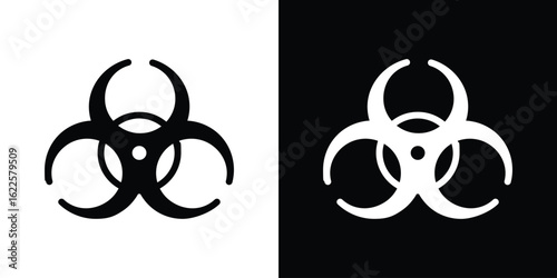 Biohazard icon silhouette collection in black and white flat solid versions for graphic designs