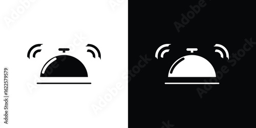Bell concierge icon silhouette collection in black and white flat solid versions for graphic designs