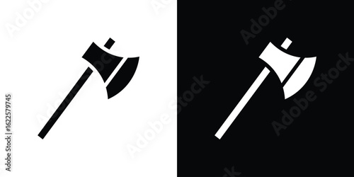 Axe icon silhouette collection in black and white flat solid versions for graphic designs