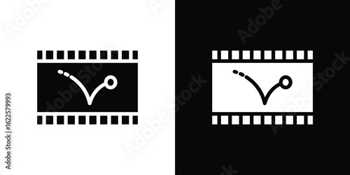 Animated icon silhouette collection in black and white flat solid versions for graphic designs