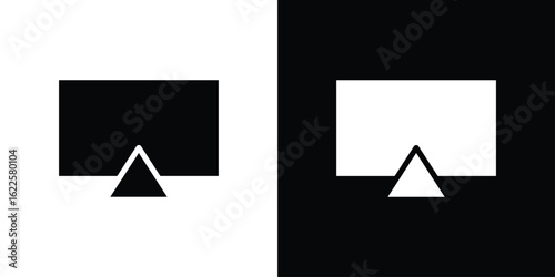 Airplay icon silhouette collection in black and white flat solid versions for graphic designs