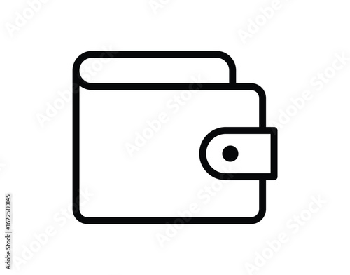 Minimalist Outline of a Wallet with Button Closure on a White Background