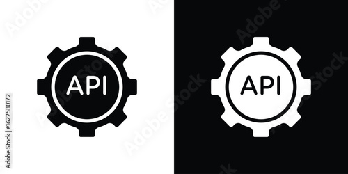 API icon silhouette collection in black and white flat solid versions for graphic designs