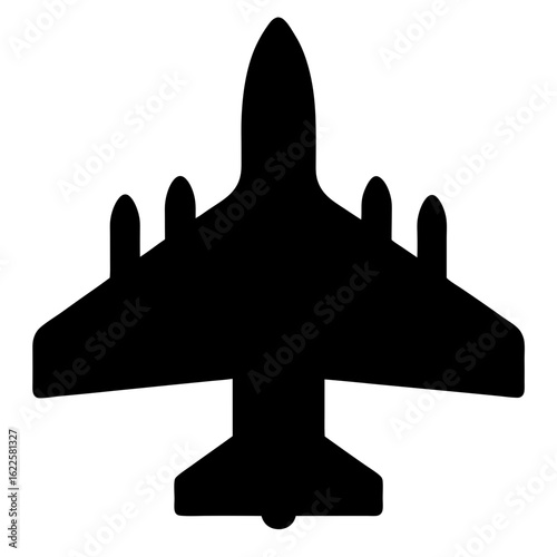 A simple silhouette of a fourengine military transport or cargo aircraft