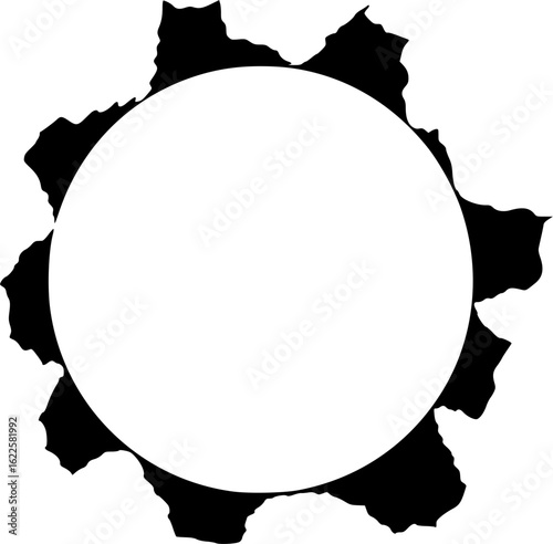 Comic book hole in coloring style. Vector paper is torn through boom explosion. Circle hole in the middle on color background. Comic style cover template or flyer wallpapers 